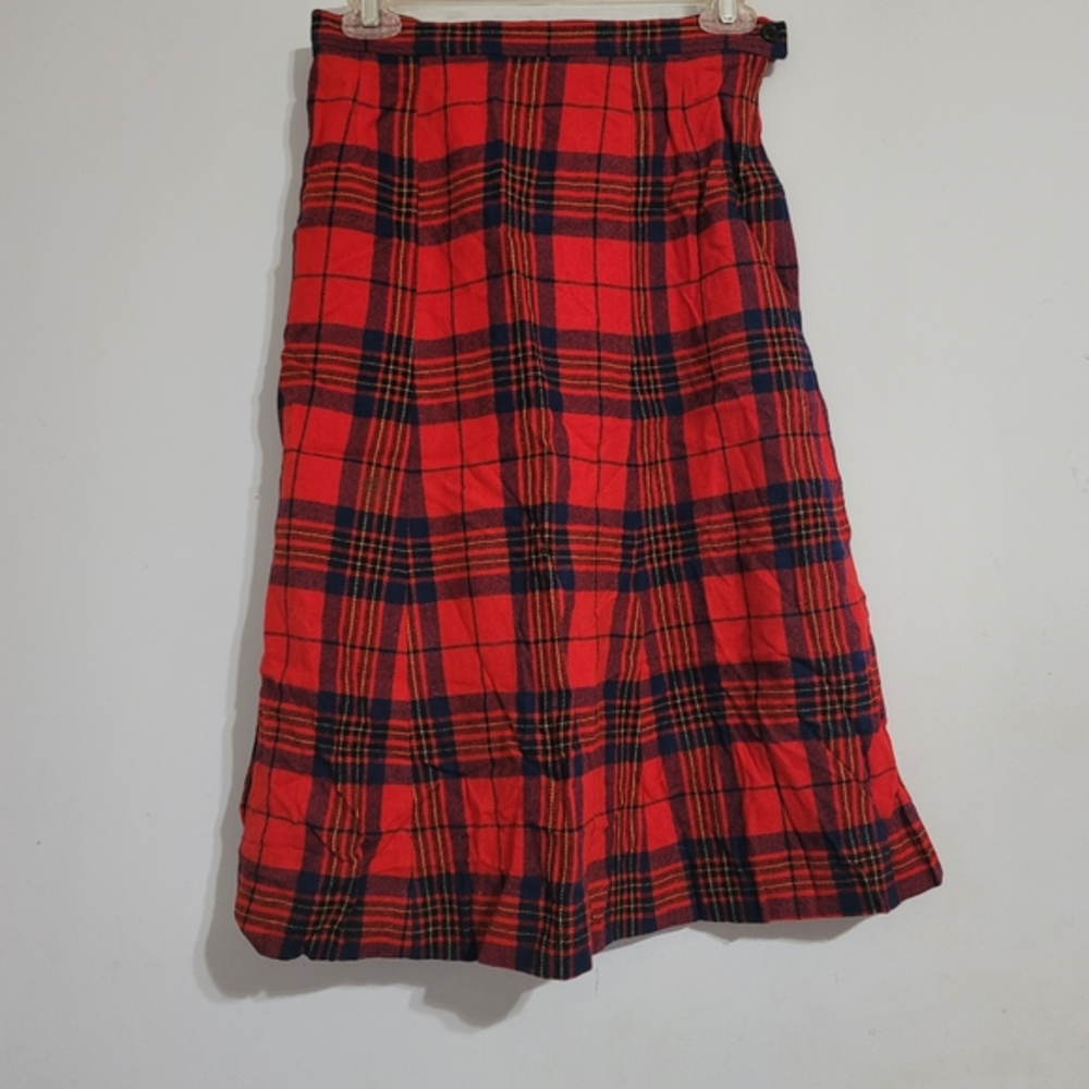 VTG PENDLETON Size 10 100% Virgin Wool Tartan Pleated Plaid Skirt‎ USA Made.